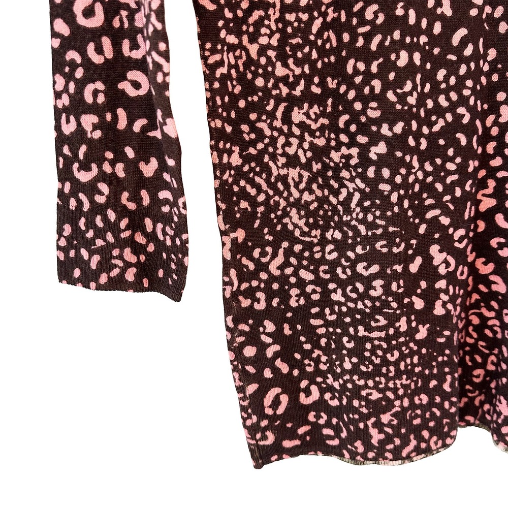 J. CREW 100% Merino Wool Crew Neck Sweater • XXS • pink, brown, leopard print - Picture 3 of 7